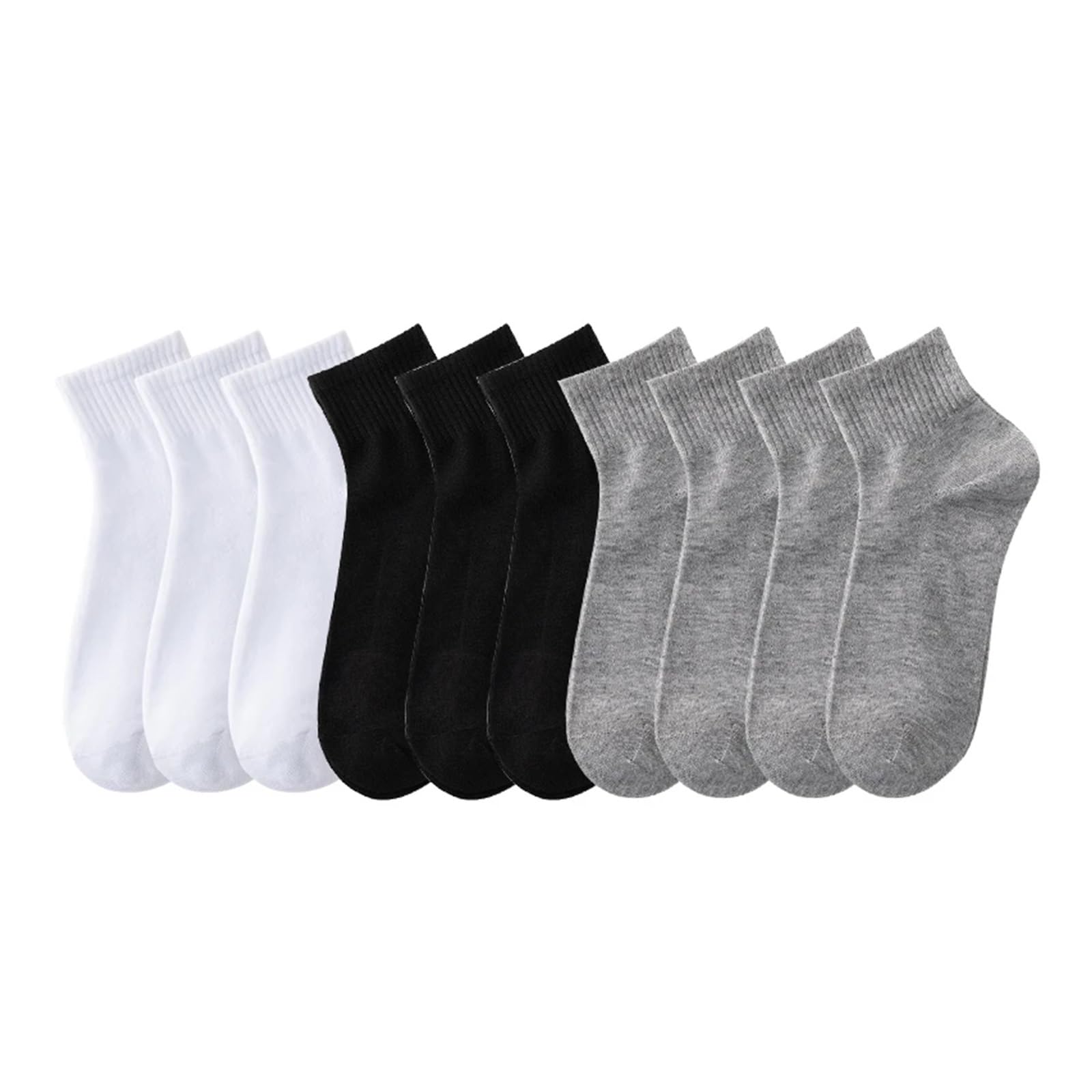 Socquettes Homme Lot de 10 paires chaussettes en coton respirantes for homme, couleur unie, noir et blanc, style décontracté, simple polyvalent, for le sport