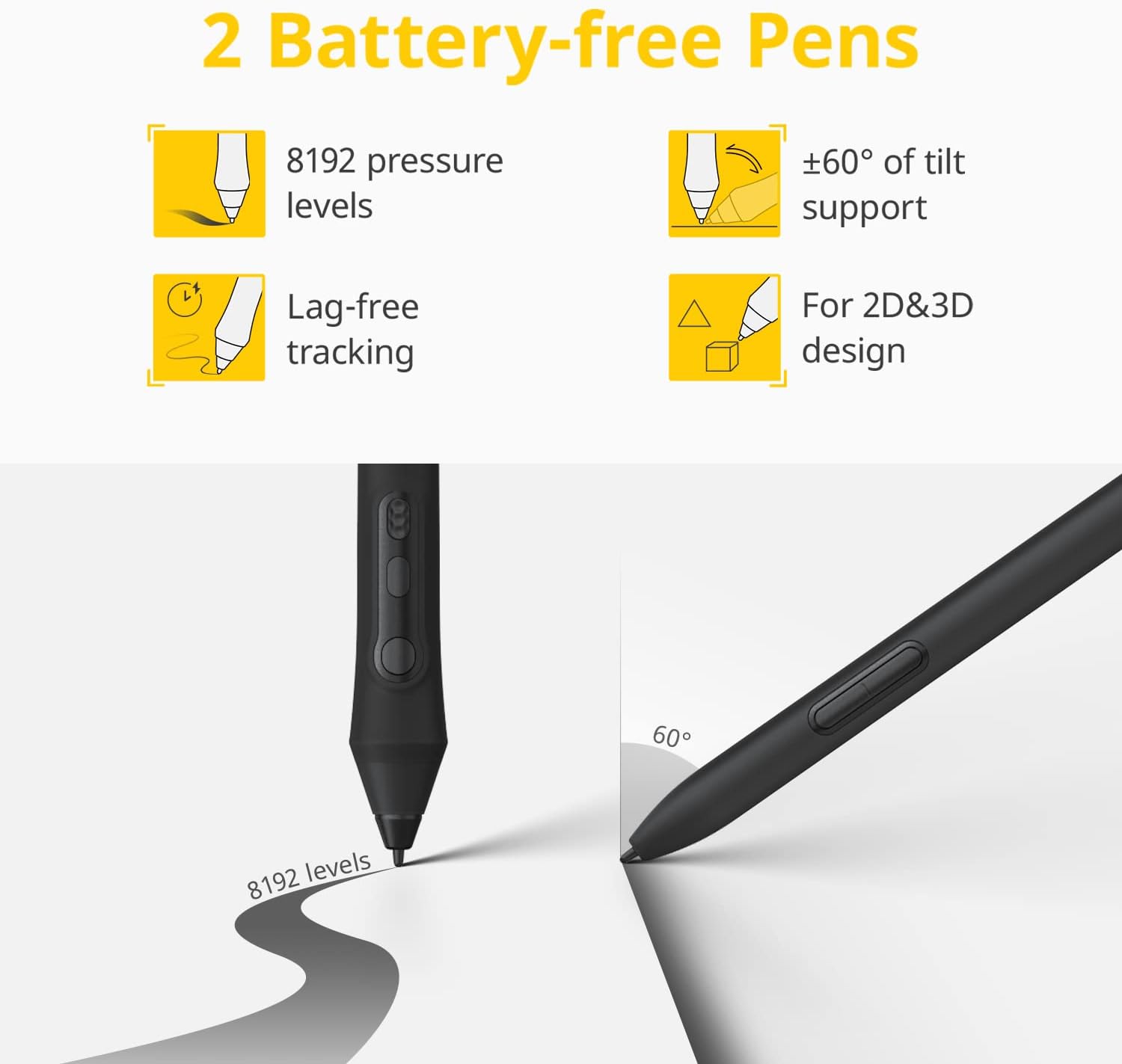 XENCELABS Drawing Tablet Bundle, Computer Graphic Tablets with 40 Customizable Quick Keys, 12" 8mm Ultrathin Pen Tablet with 2 Battery-Free Stylus, 8192 Levels Pressure for Win/Mac/Linux, Black