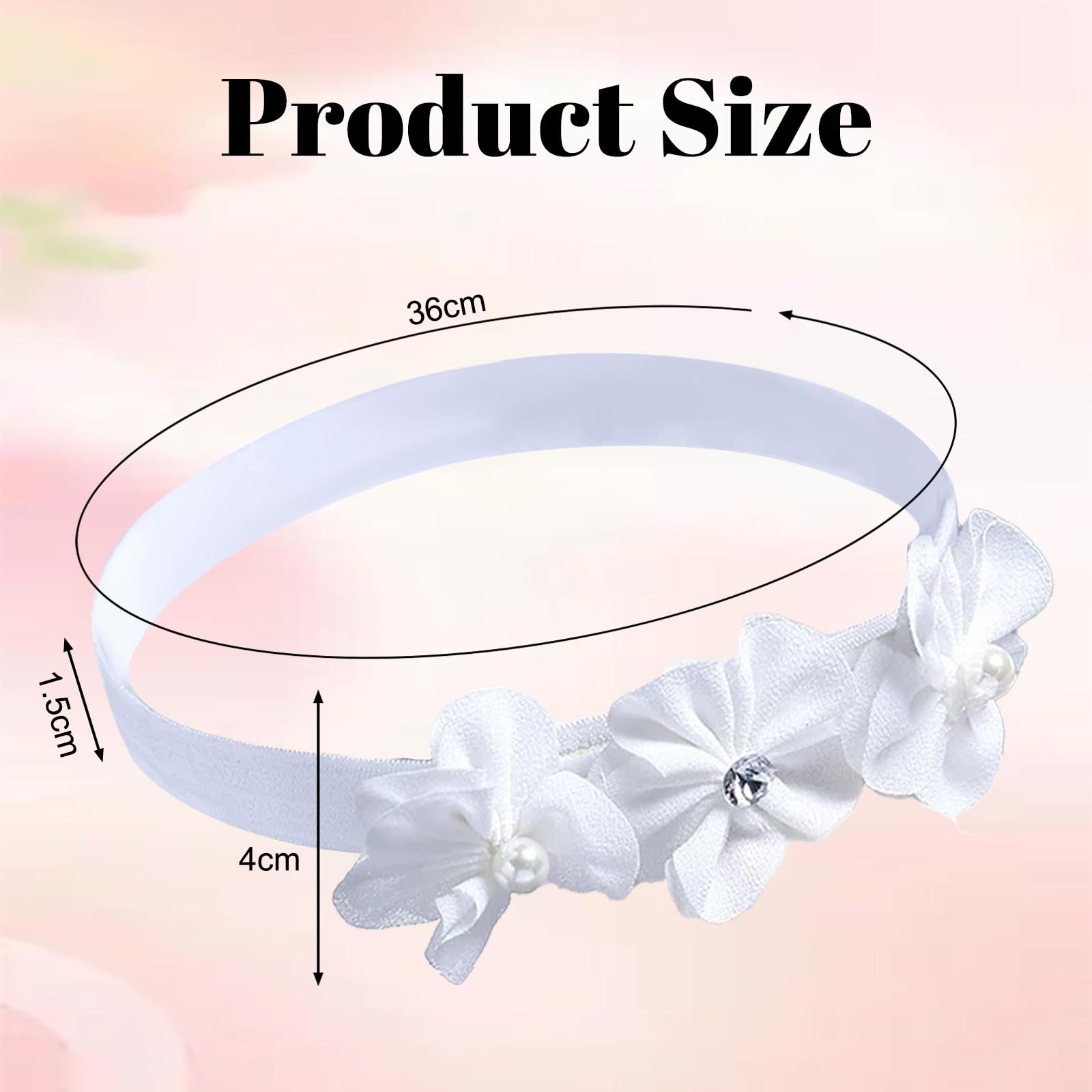 2 Fascie Battesimo Neonata con Fiori di Chiffon, Accessorio Battesimo con Fiori 3D, Fascia Capelli Morbida con 3 Fiori Manuali (Bianco + Rosa) - Regalo Perfetto per Bambine 0-24 Mesi