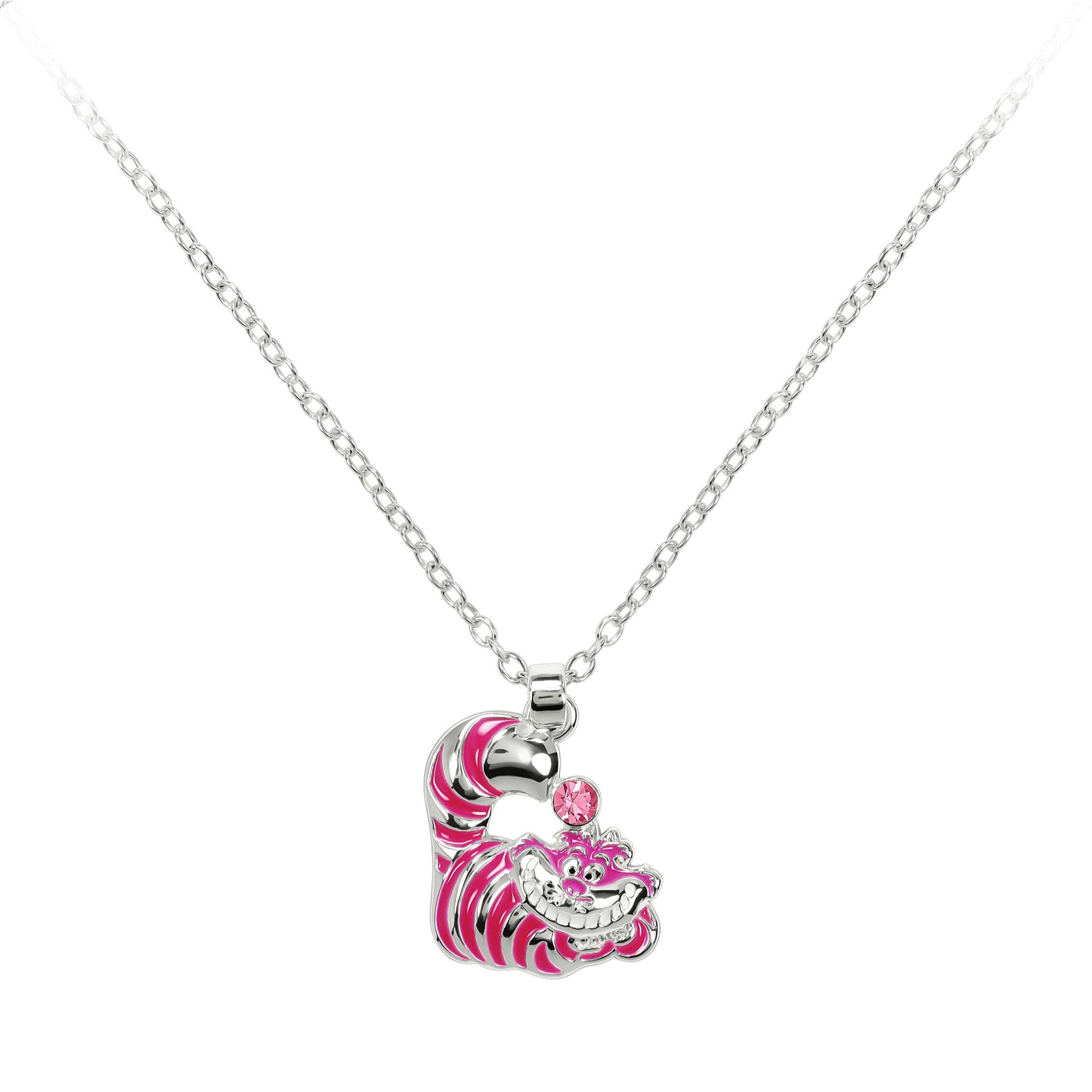 Collier pendentif Disney Alice au pays des merveilles avec chat du Cheshire et pierre