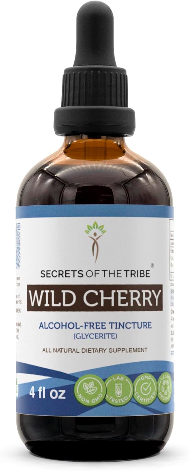 Secrets of the Tribe Wild Cherry Alcohol-Free Liquid Extract, Wild Cherry (Prunus Serotina) Dried Bark (4 FL OZ) Secrets of the Tribe Wild Cherry Alcohol-Free Liquid Extract, Wild Cherry (Prunus Serotina) Dried Bark (4 FL OZ)