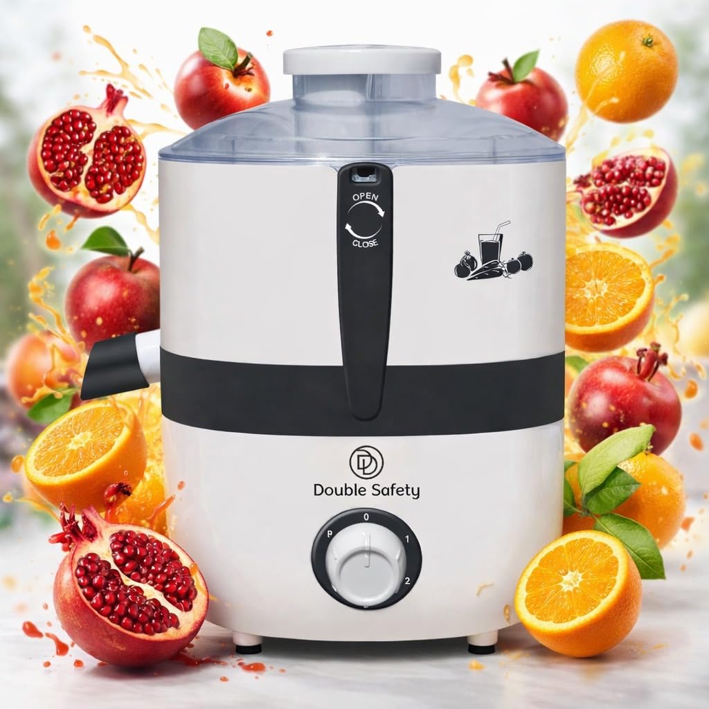 Los Angels Juicer Machine 500W Heavy Duty Motor with 3 Speed Control | Fruit & Vegetable Juicer | Stylish Floral Design | Powerful Kitchen Juicer for Home/2 Year Warranty/White&Black-image-38