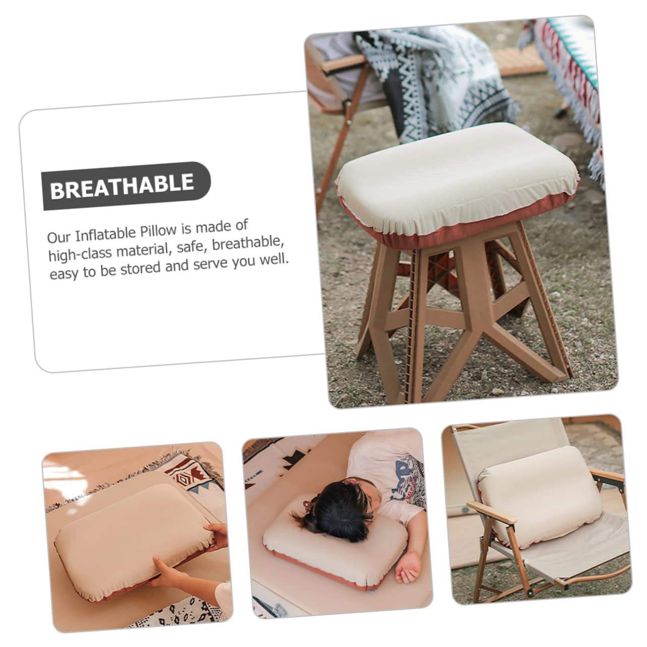 GALPADA Cuscino Gonfiabile Per Campeggio Accessorio Portatile Per Esterni Cuscino Da Viaggio Ergonomico Supporto Confortevole Per Testa e Materiale Traspirante e Resistente