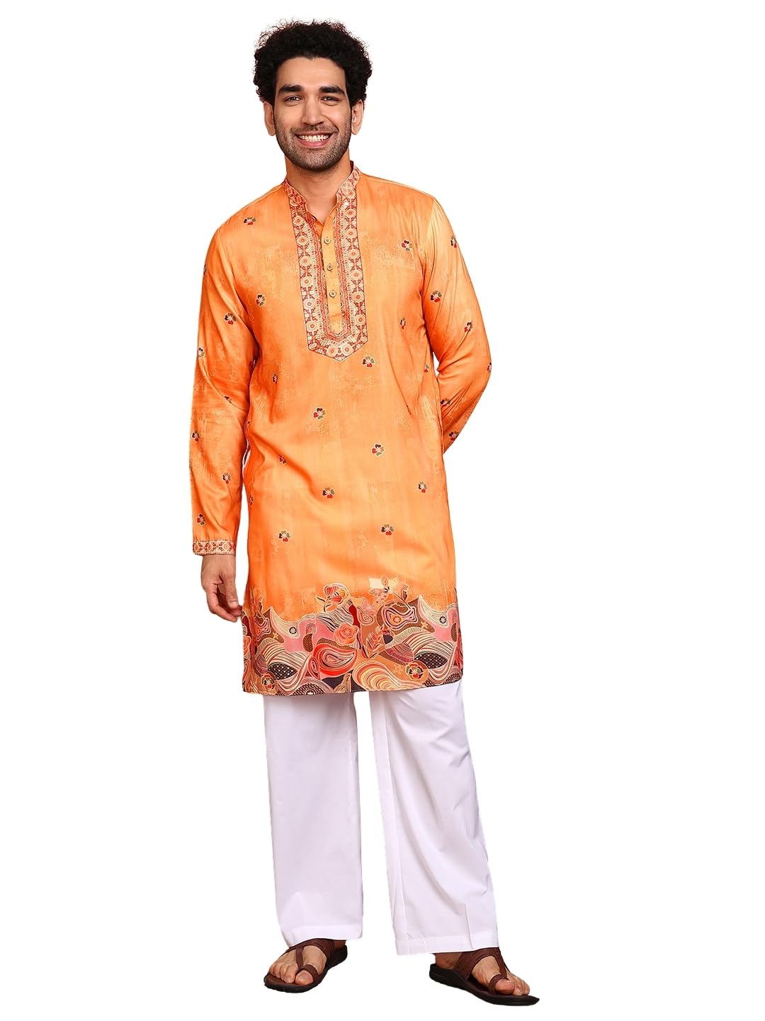 see designs Men Cotton Silk Straight Yoke Design Kurtas With Pyjama| Fit : Regular Fit | Coller : Mandarin/Chinese Collar | Coord Set | Straight Fit-picture-33