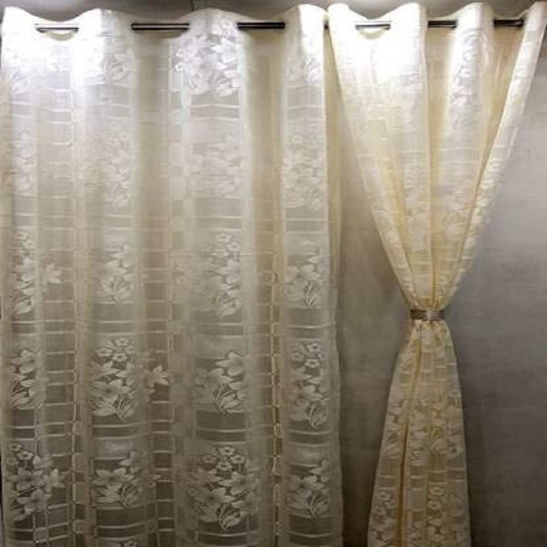 Blexos Saawaan Heavy Quality Premium Beautiful Net Tissue Curtains for Window 5 Feet, 2- Piece, Cream (Cream, Window 5 Feet (B09NW2HZ7P) Amazon Price History, Amazon Price Tracker