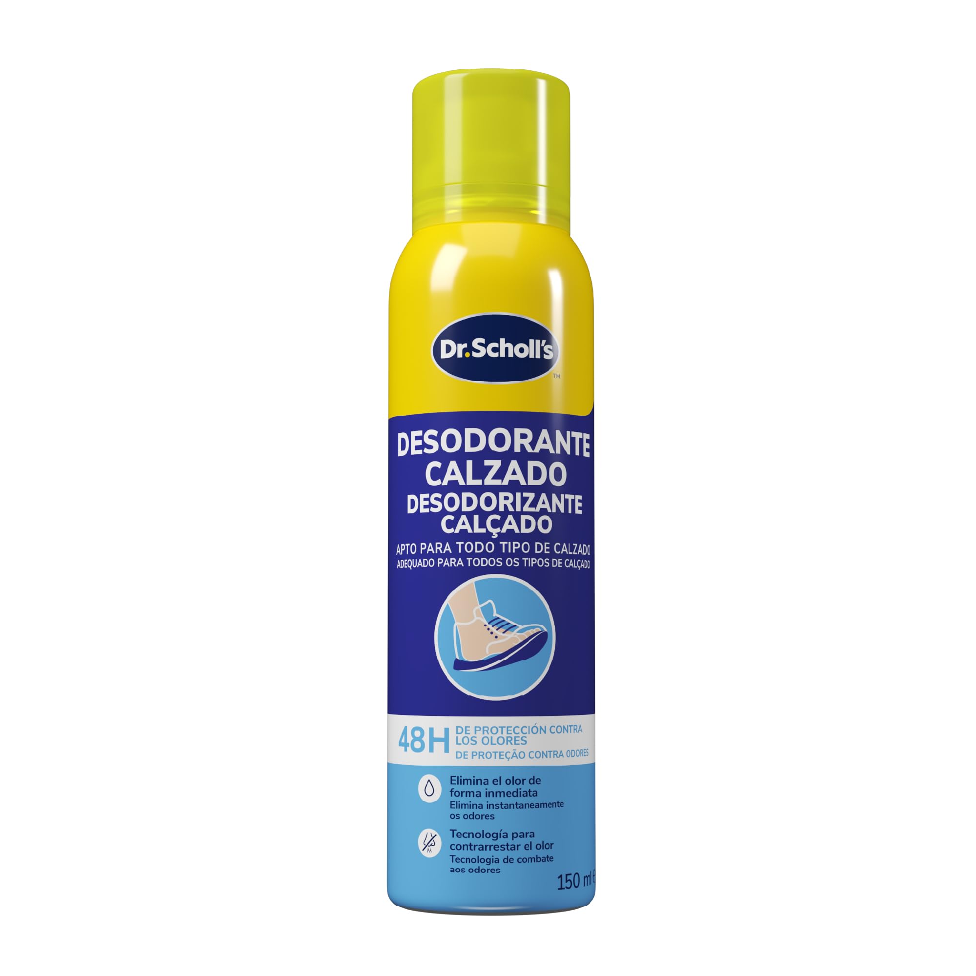 Dr. Scholl's Desodorante Calzado 150ml - Desodorizante Calzado en Spray con Neutralizador de Olores 48h, Elimina el Olor del Calzado, Elimina el Olor de Calzado, Frescor Duradero, Apto para Todo