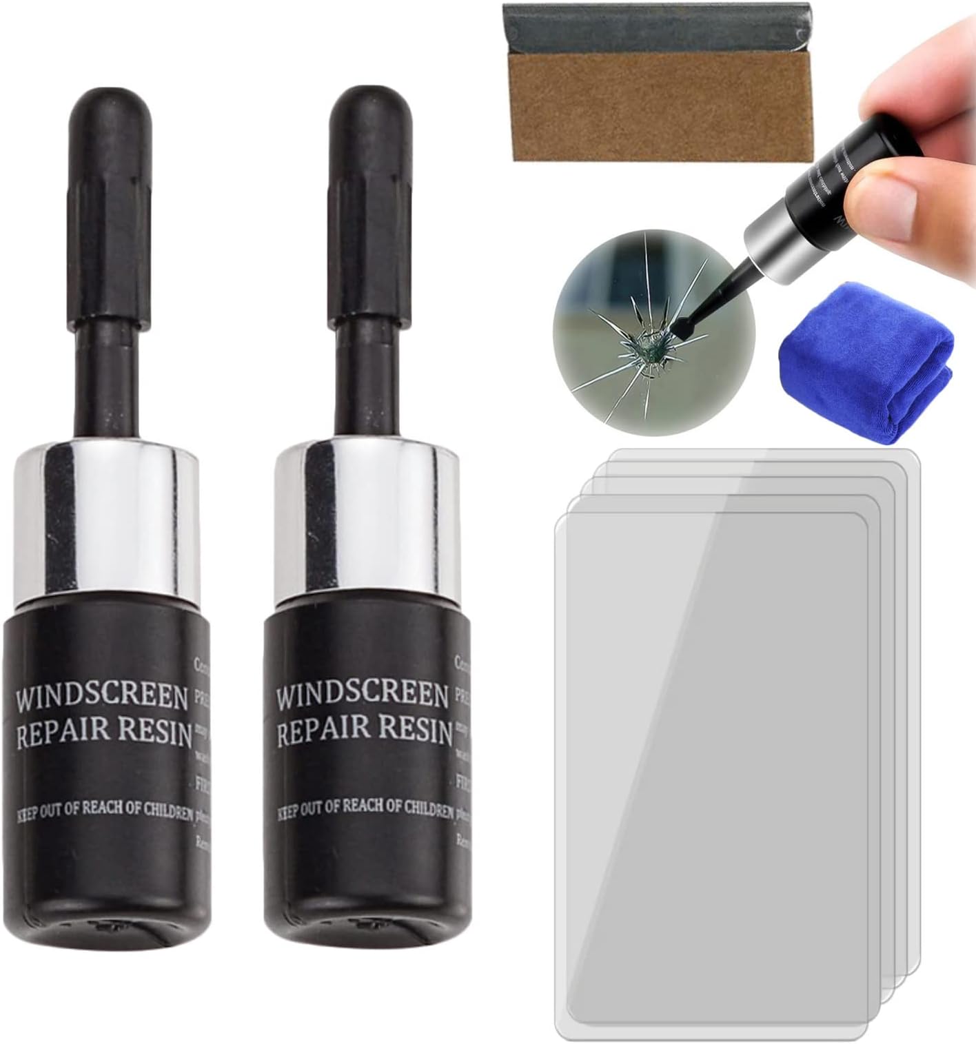 Galande Car Windshield Crack Repair Kit, Sazo Glass Repair Kit, Automotive Glass Nano Repair Fluid, Car Window Glass Liquid Repair Set, Car Windshield Crack Filler Liquid Leaves No Trace (2pcs)