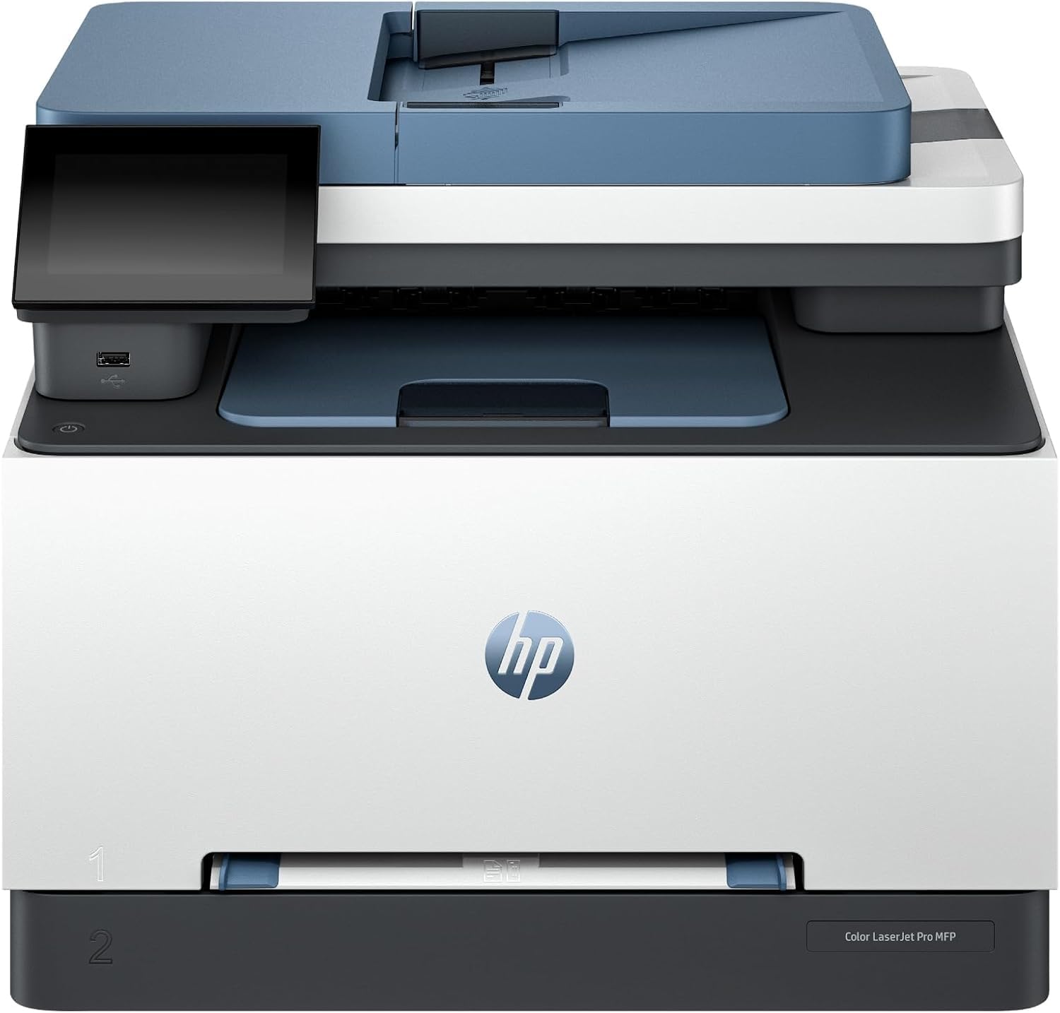 HP Color LaserJet Pro 3302fdw 499Q8F, Impresora Laser A4 Multifunción Doble Cara automática, Escaner, Copiadora, Fax (25ppm, Wi-Fi Direct, Procesador 1,2GHz, Memoria 512MB, Smart App) Blanca y Azul Blue Angel