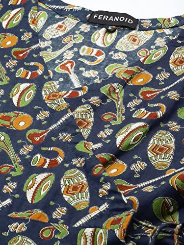 Image of feranoid Floral Print Angrakha 3 Sleeves Flared Kurti