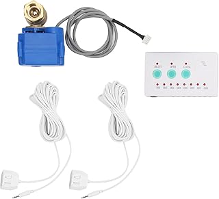 Smart Water Leak Detector with Shutoff Valve, Automatic Water Leak Shut Off Valve System, 1 Valve 2 Channels Sound Prompt Water Leak Sensor Household Overflow Detection System AC100-240V(US Plug)