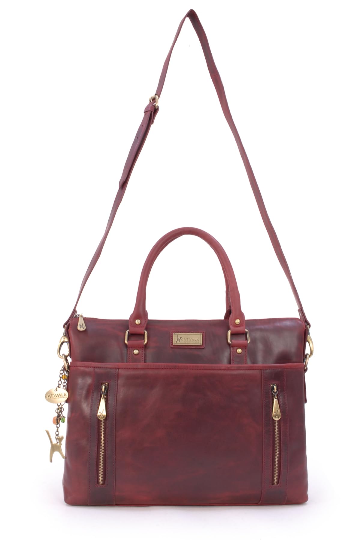 Catwalk Collection Handbags - Grande Borsa Tote in Vera Pelle - Borsa a Tracolla per PC - Valigetta 24 Ore Donna - Cartella da Lavoro - Adele