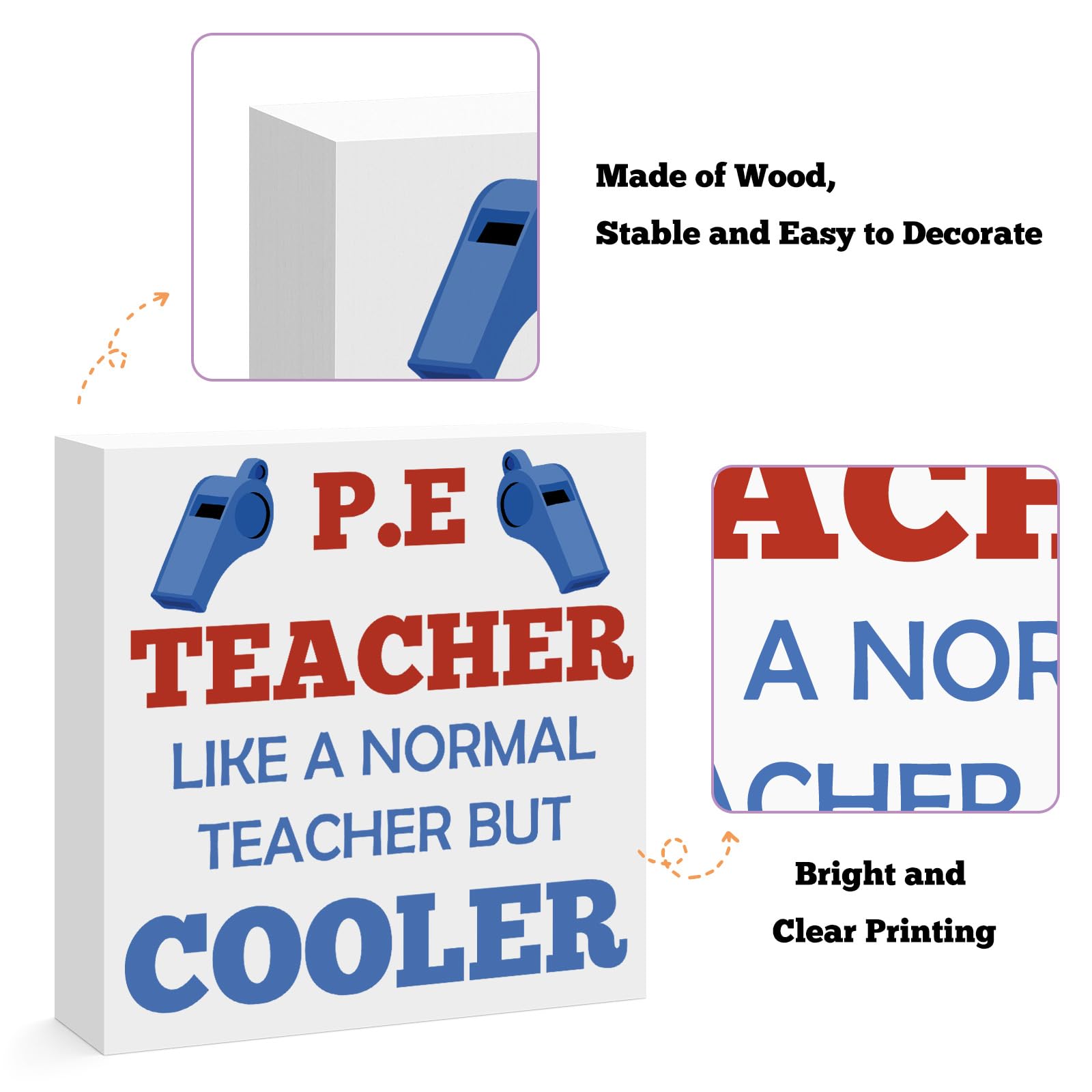 PE Teacher Appreciation Gifts for Women Men Christmas Birthday Thanksgiving Teachers' Day Retirement Back to School Graduation Physical Education Teacher Wooden Sign Desk Sign Decor