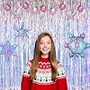 Iridescent Party Streamers Backdrop - GREATRIL Neon Transparent Holographic Tinsel Foil Fringe Curtain for Mermaid/Frozen/Sea/Euphoria/ERAS Party Theme Decorations 3.2ft x 6.5ft 2 PCS #2
