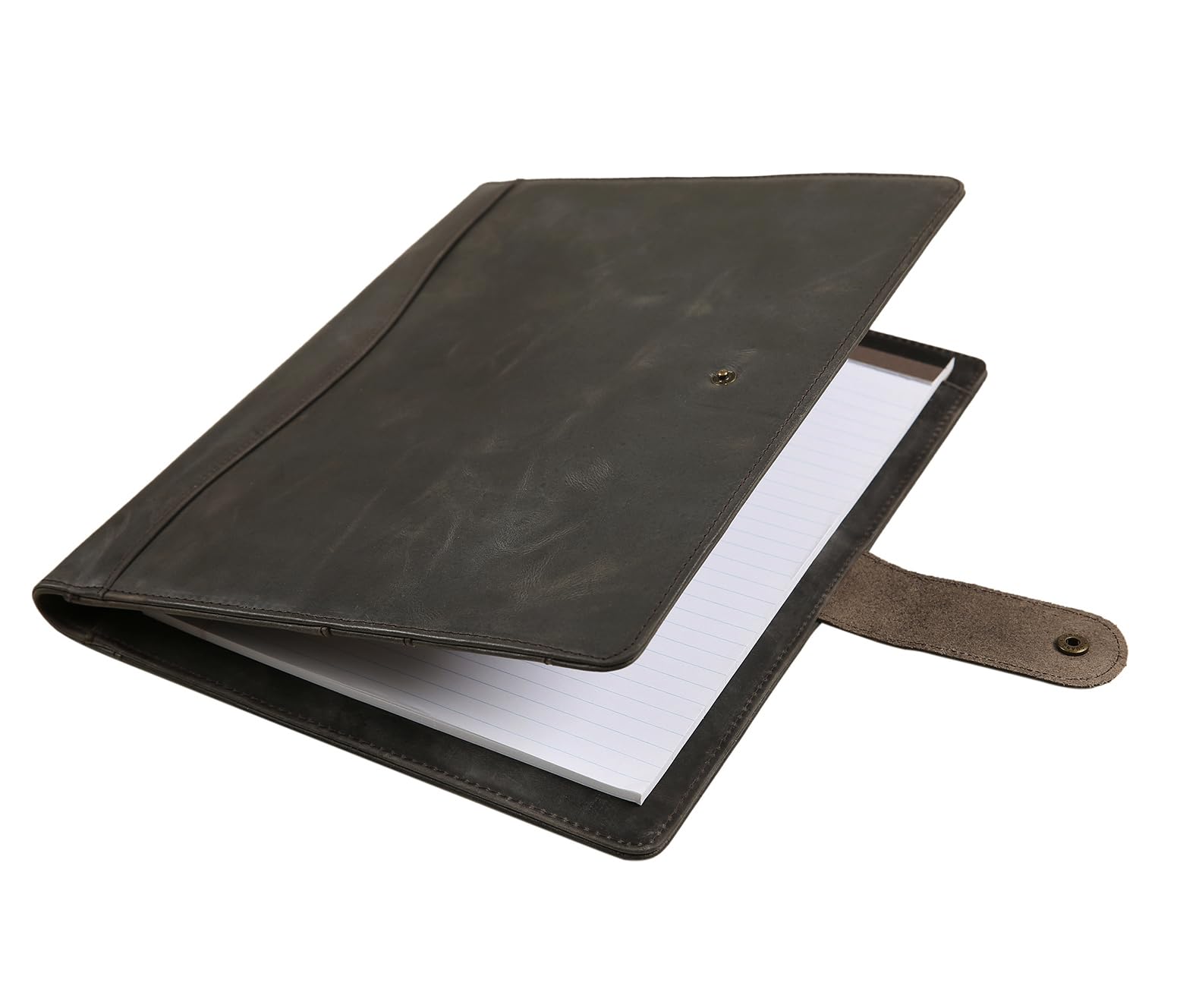 Portefeuille en cuir personnalisé pour homme, porte-documents en cuir pour femme, dossier de CV d'affaires, bloc-notes en cuir, support de bloc-notes en cuir A4 (gris, non personnalisé)