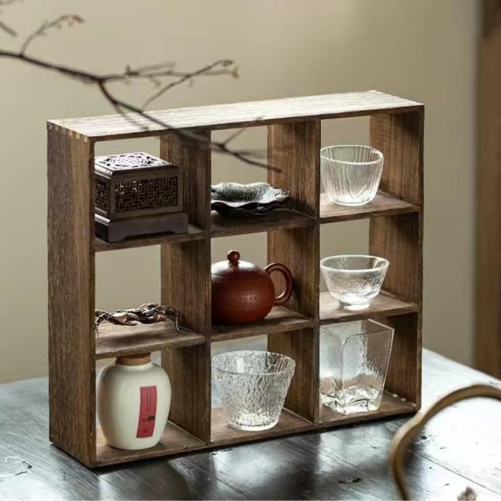 Amazon｜Skywinkディスプレイ棚 アンティーク 棚 ラック棚 木製