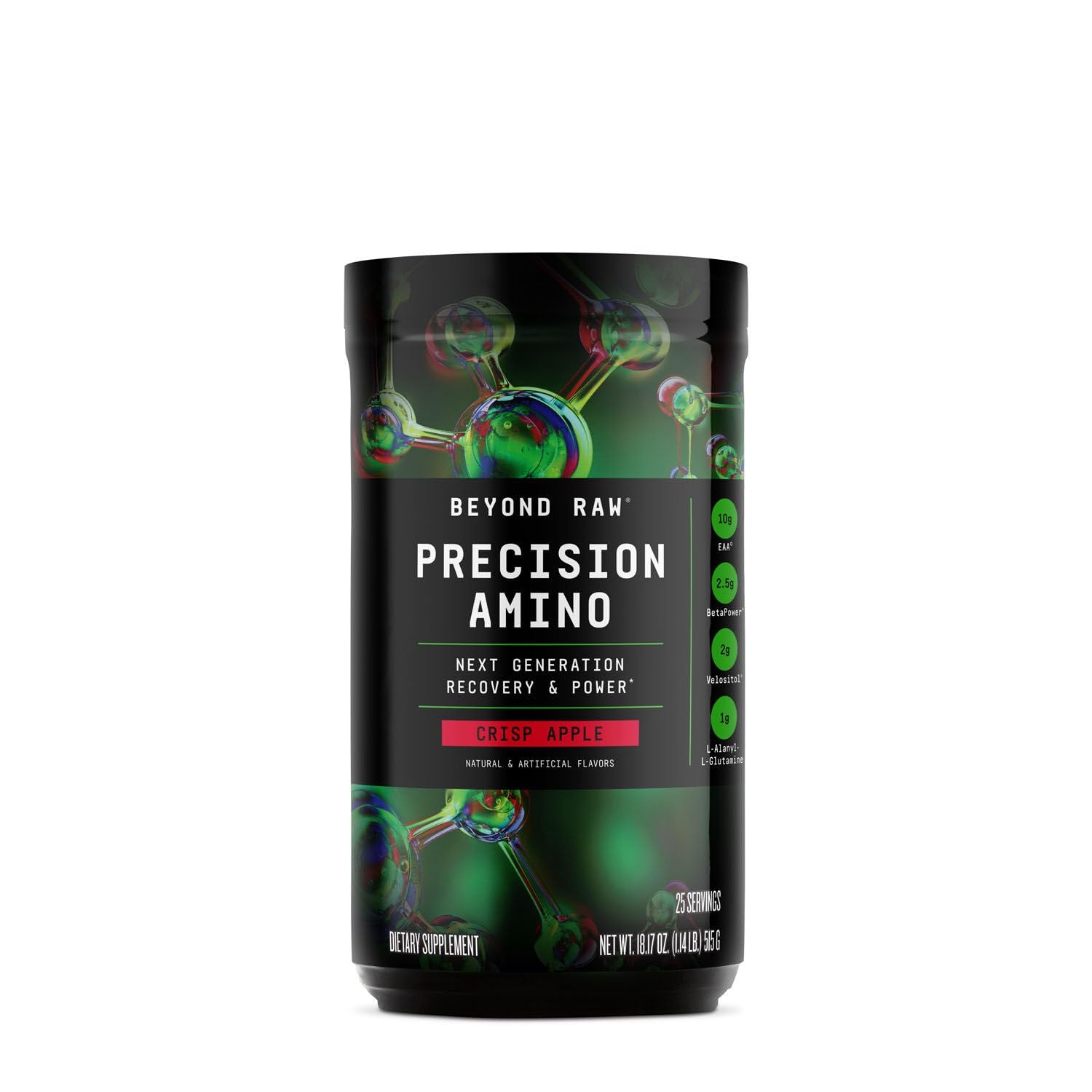 BEYOND RAW Precision Amino | Recovery & Power Amino Acid Formula | Fuel Muscles | Enhance Hydration | Crisp Apple | 25 Servings