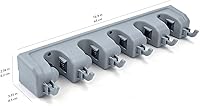 Vista 6 de Yaxa Basics Organizador de almacenamiento rectangular resistente de montaje en pared para escobas, fregonas o herramientas con ganchos y ranuras