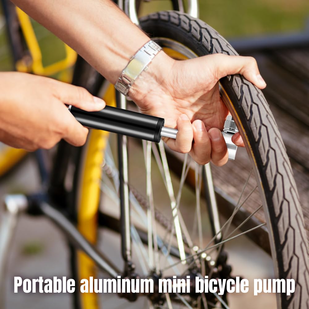 Tragbare Mini Fahrradpumpe, 120PSI Hochdruck Luftpumpe Radfahren Notfall Tragbares Fahrrad mit Rahmenhalterung für Rennrad Mountainbike Straßenpumpe Anti-Fall-Schnellpumpen Compact & Light
