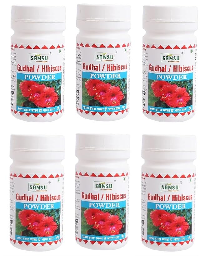 SANSU Gudhal Powder 100g For Regulates Sebaaceous Glands, gudhal flowders Venereal diseases Hibicus Powder 100g (pack of 6)