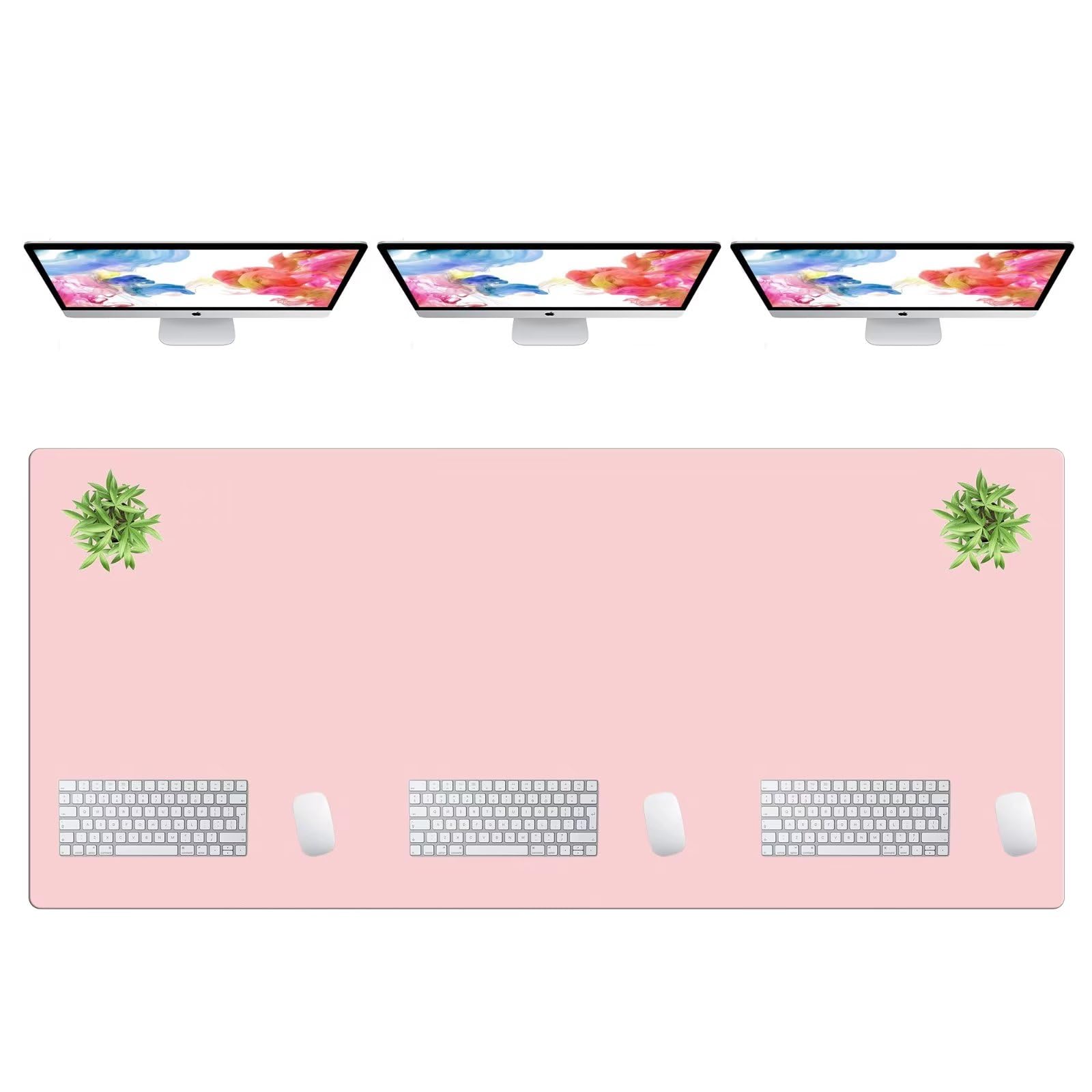 LL-COEUR Extra Large PU Leather Desk Mat Large Mouse Pad XXL Waterproof Table Mat Office Laptop Writing Pad (70.9 x 31.5 inch, Pink) — image 1