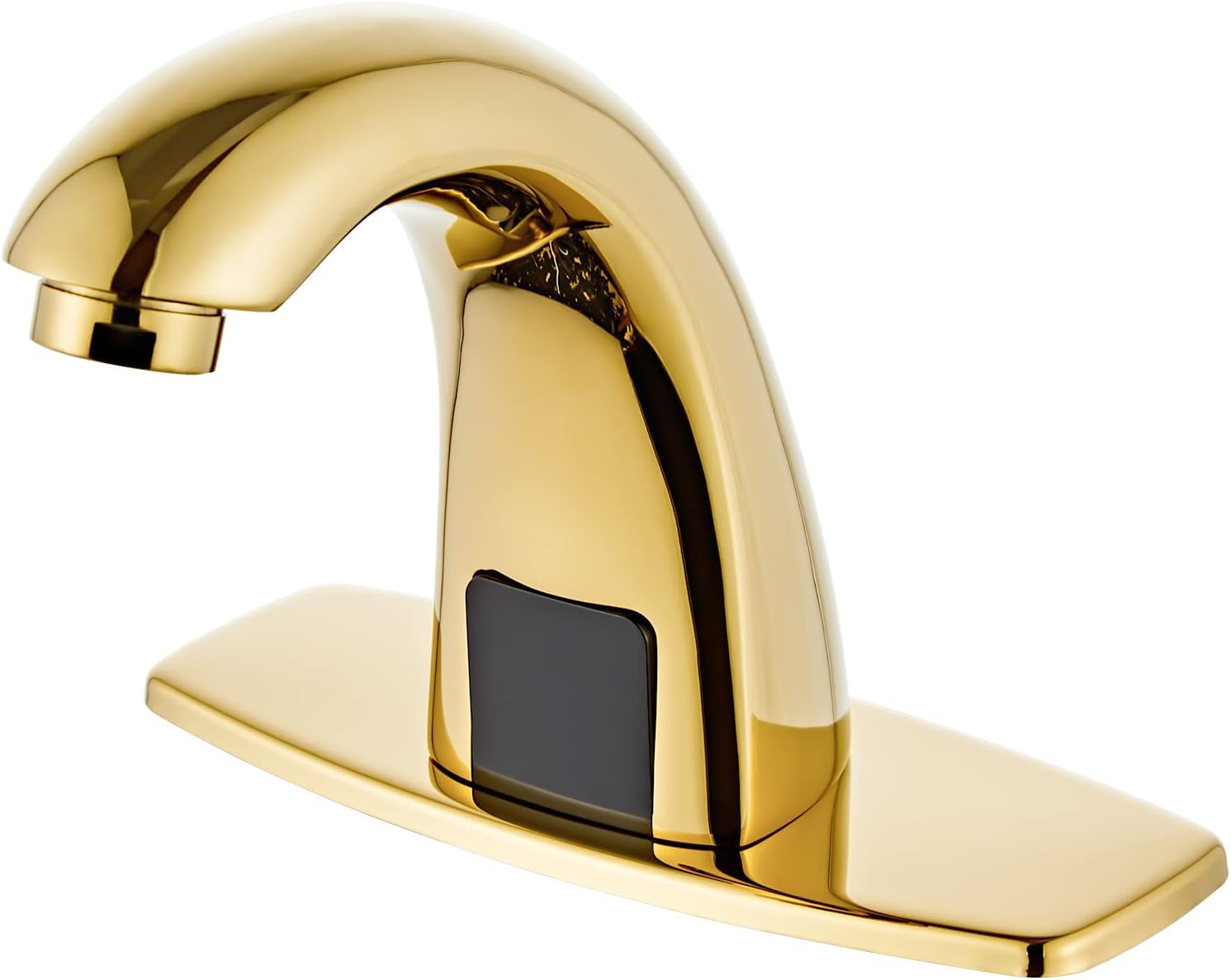 Brushed Gold Touchless Bathroom Sink Faucet - Automatic Motion Sensor Battery Opertated with Temperature Mixing Valve for Commercial Lavatory