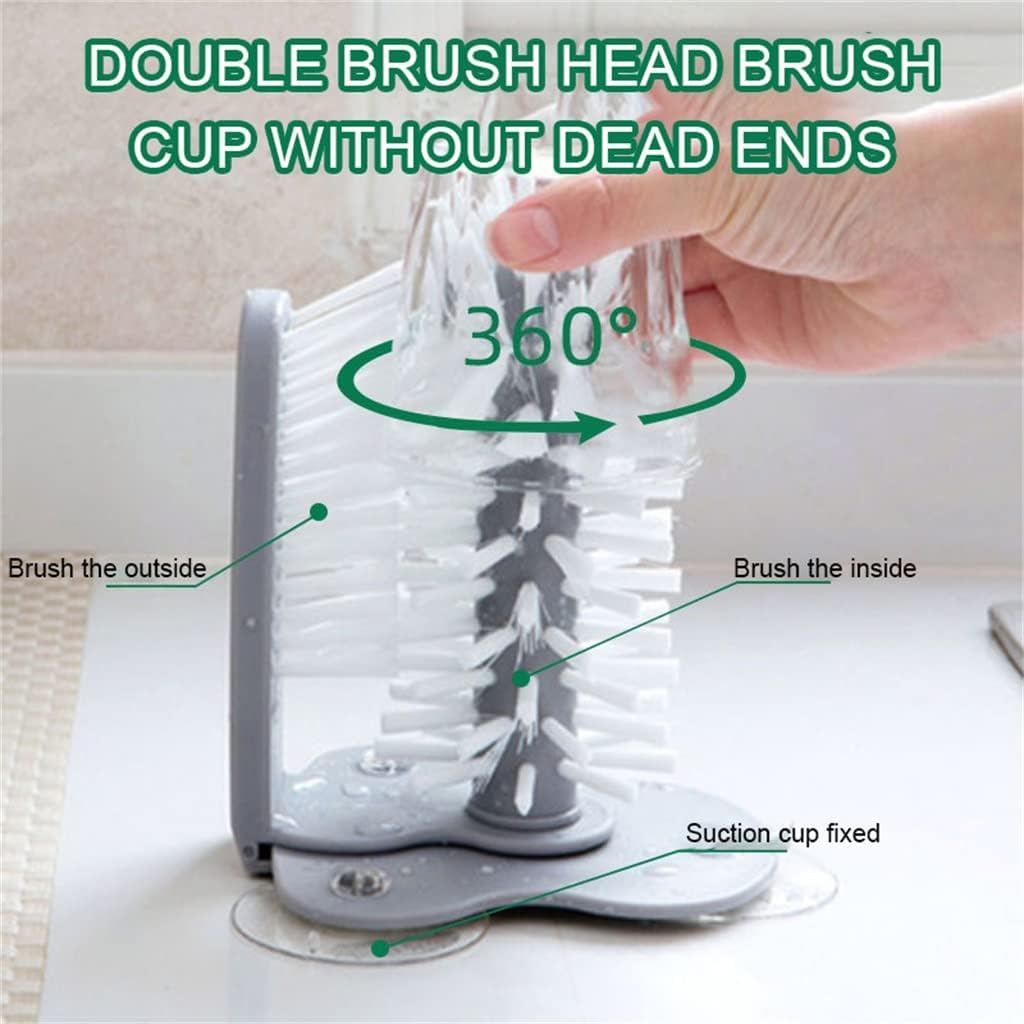 2 in 1 Bottle Cleaner Cup Scrubber Brush Kitchen Sink Drink Mug Glass Suction Cleaning Tool