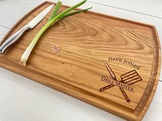 Personalized Cutting Board, BBQ Themed, Grill Master, Personalized BBQ Cutting Board, Gift for Dad, Fathers Day Gift, Retirement Gift, 136 (Maple, Arched 16" x 10.5")