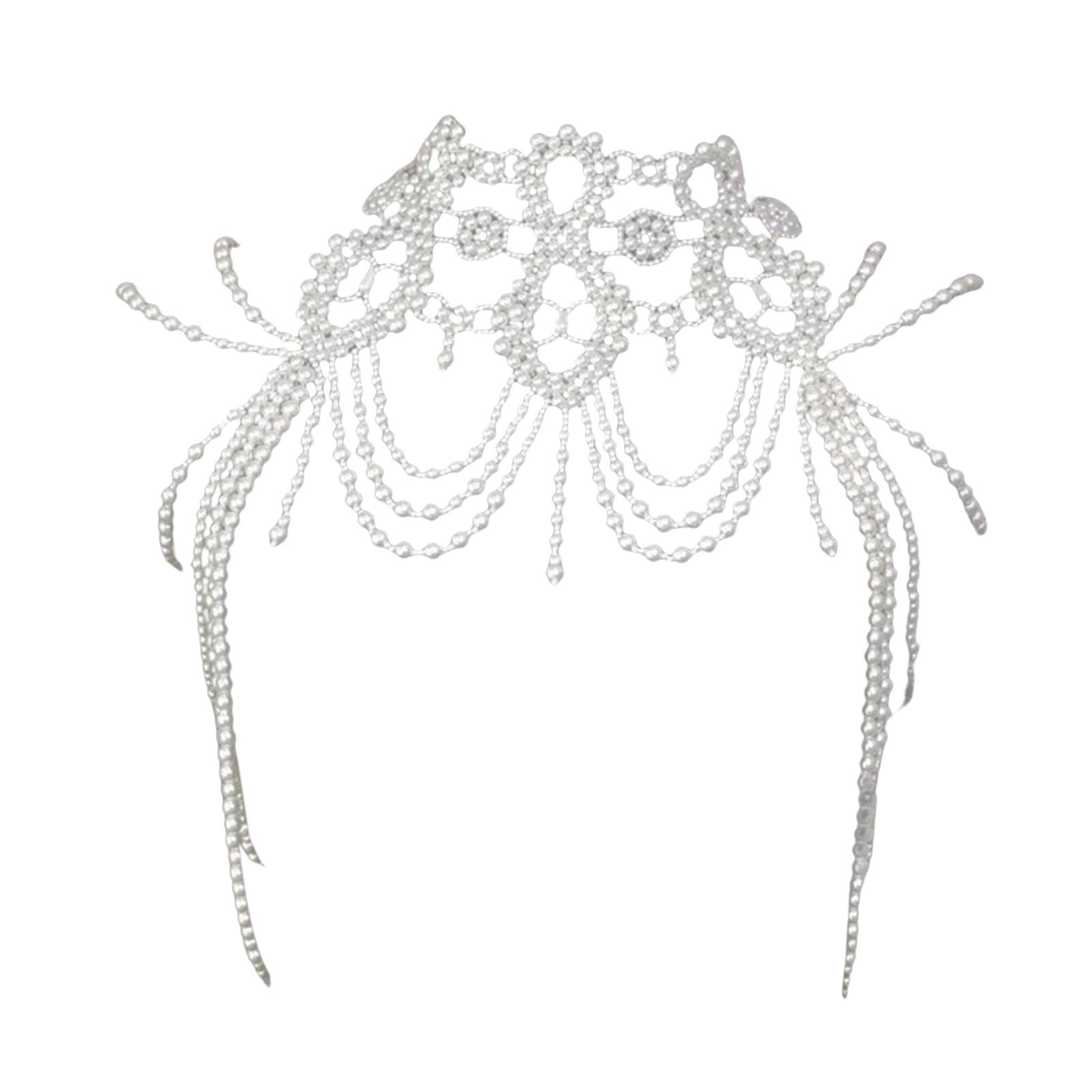 Schulterkette Rhinstein Perlen Choker Halskette Schmuck aus Kunstvoll Gefertigtem Kristall Und Perlen für Hochzeit Verlobung Casual Mode Schwimmbad
