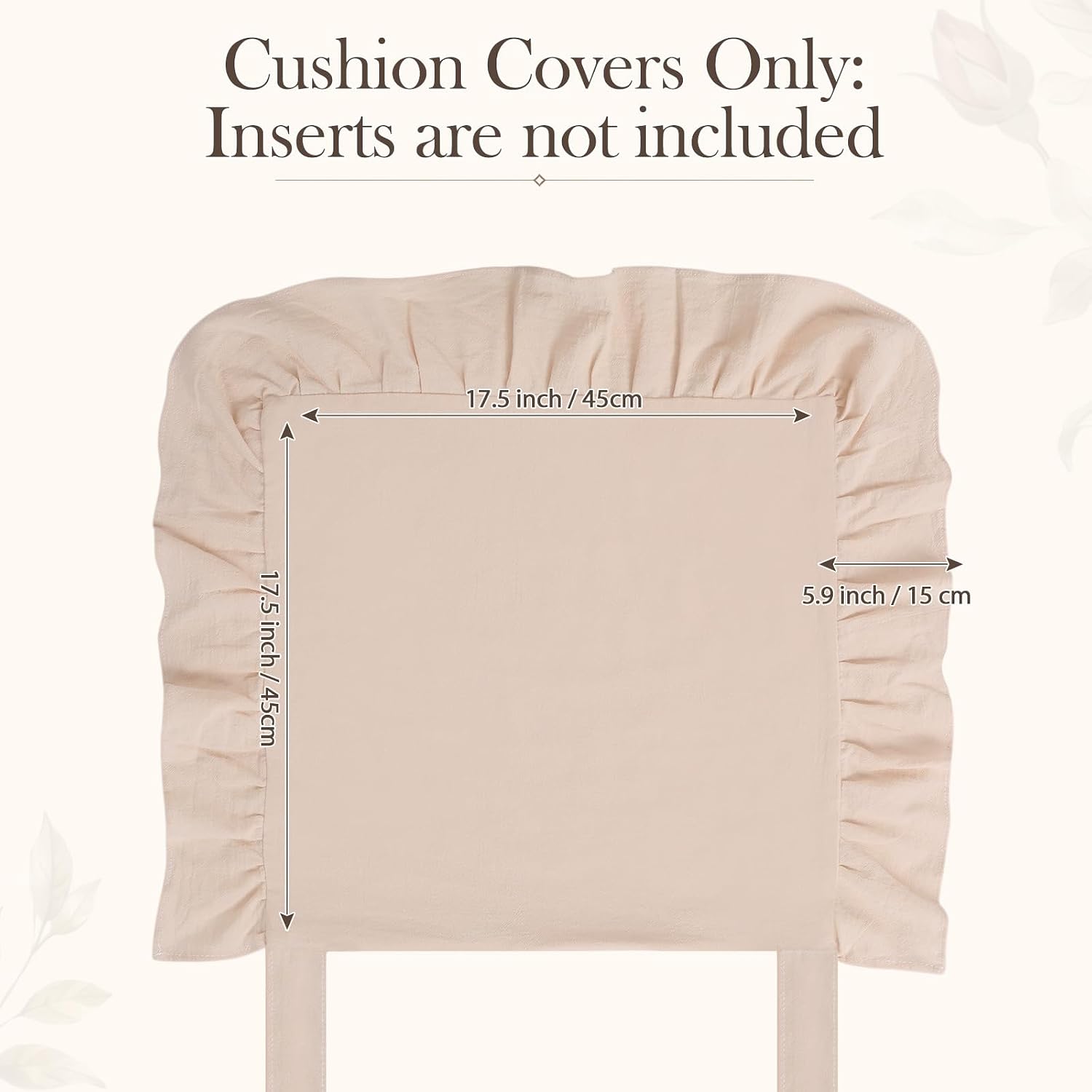 Moukeren Beige Farmhouse 2 Pcs Ruffled Chair Cushion Covers 17.5 x 17.5