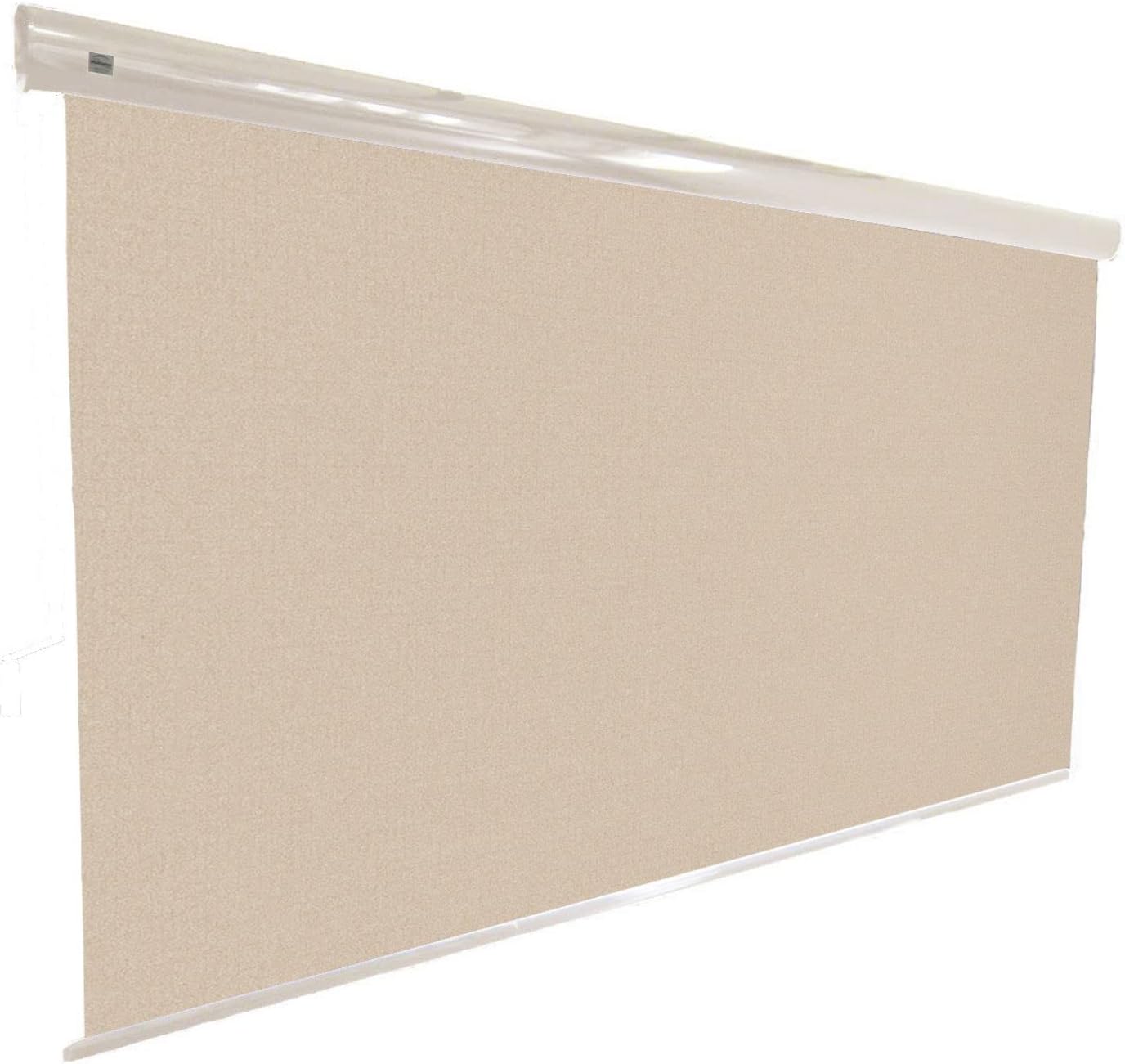 Motorized Outdoor Roller Shades | Exterior Roll Up Blind with White Casing and UV Protection | MultiShade Collection | 9' W x 10' L - Sand Screen