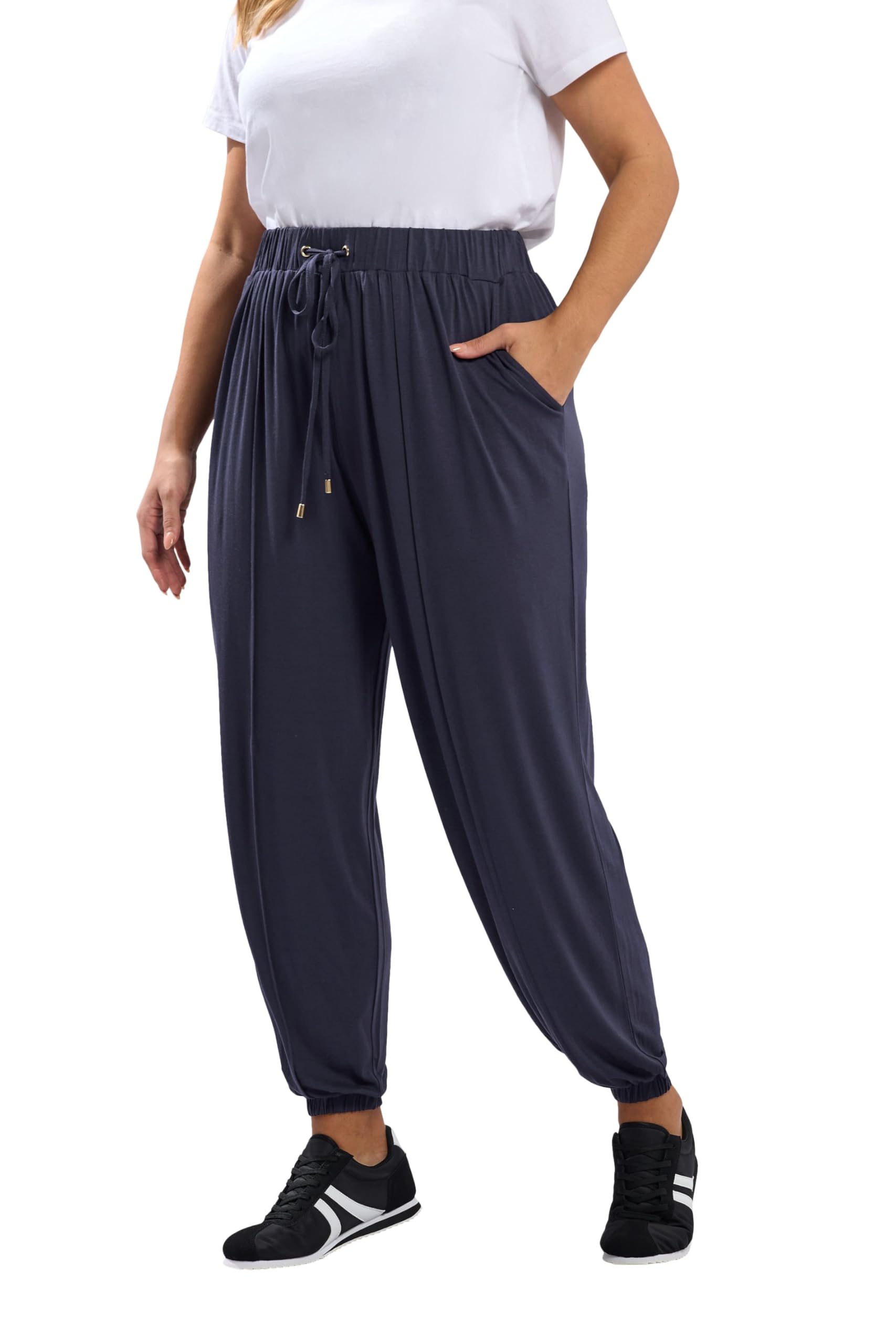 Yours Women's Navy Curve Blue Balloon Joggers - Plus Size Curve