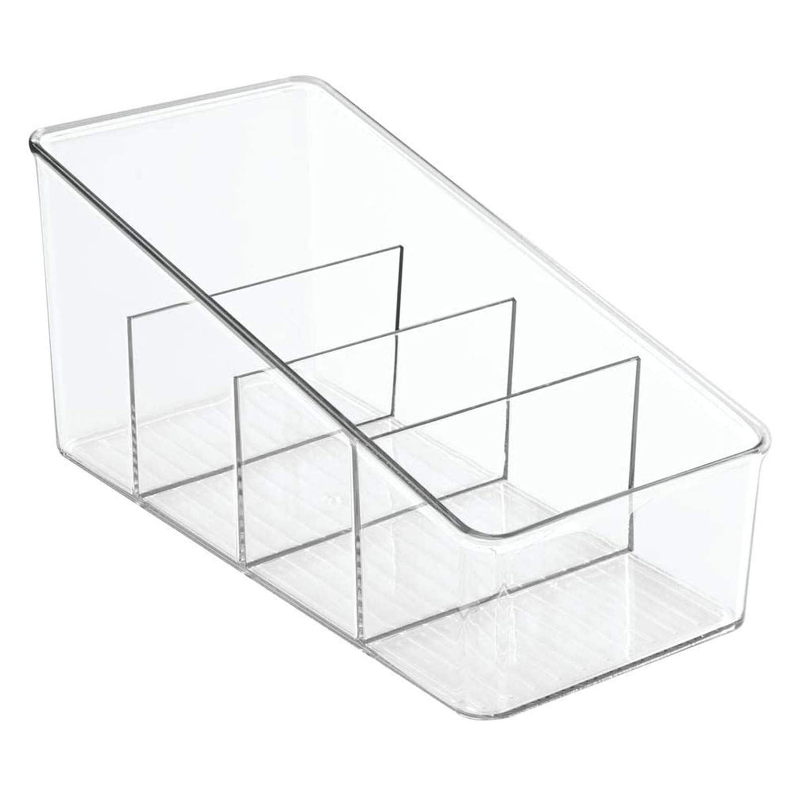 Geqian Transparent Large Plastic Kitchen Storage Bin Plastic Food Packet Organizer - Caddy Storage Station For Kitchen Pantry Cabinet Countertop Holds Spice Pouches