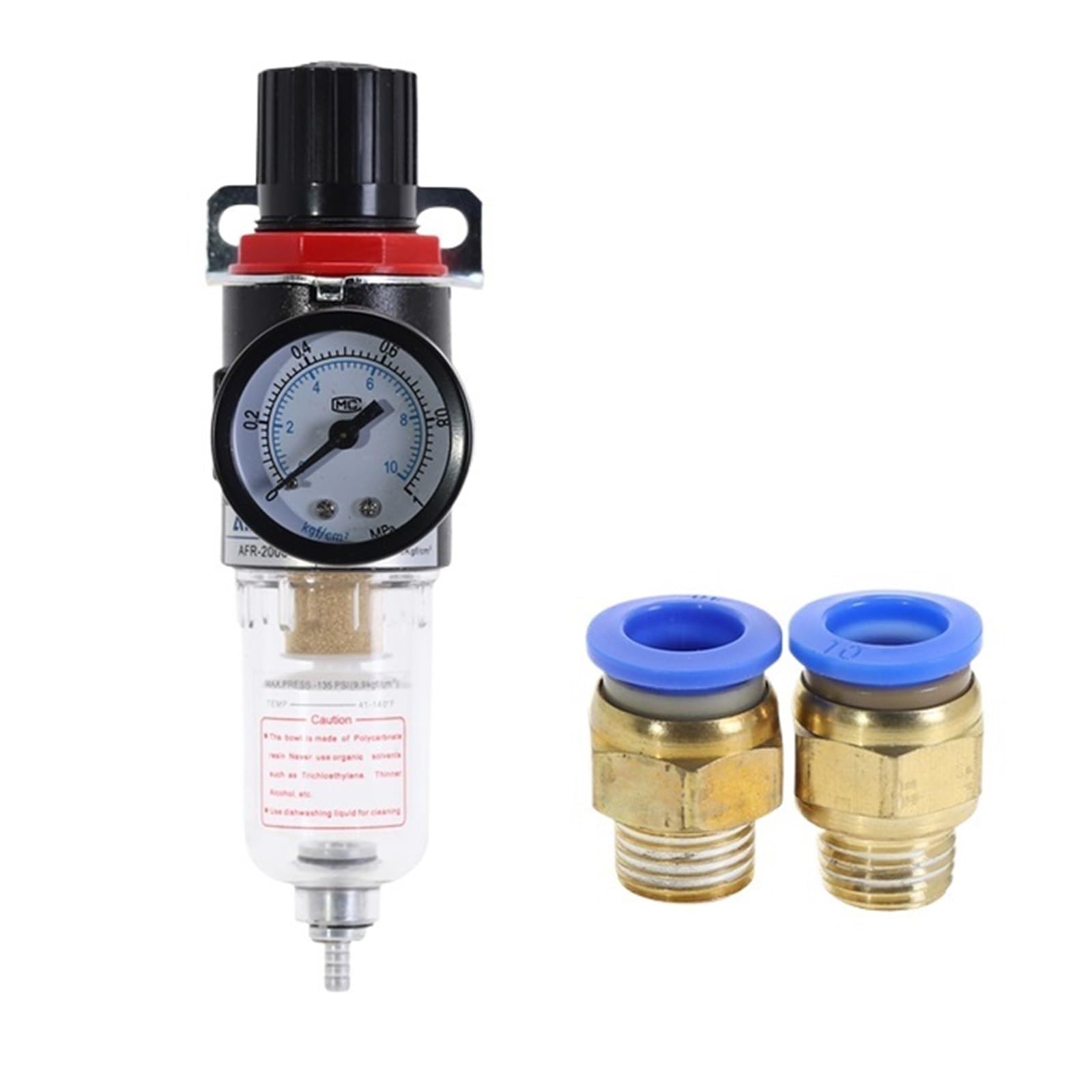 AFR2000 - Dispositivo de tratamiento de filtración de aire con compresor neumático, válvula reguladora de presión, filtro de aceite y agua, válvula reductora de presión AFR2000 (AFR-2000 w PC-10 mm)