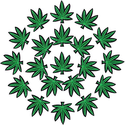 Pagow 20 pieces pot leaf patches embroidery, hippie retro weed se…