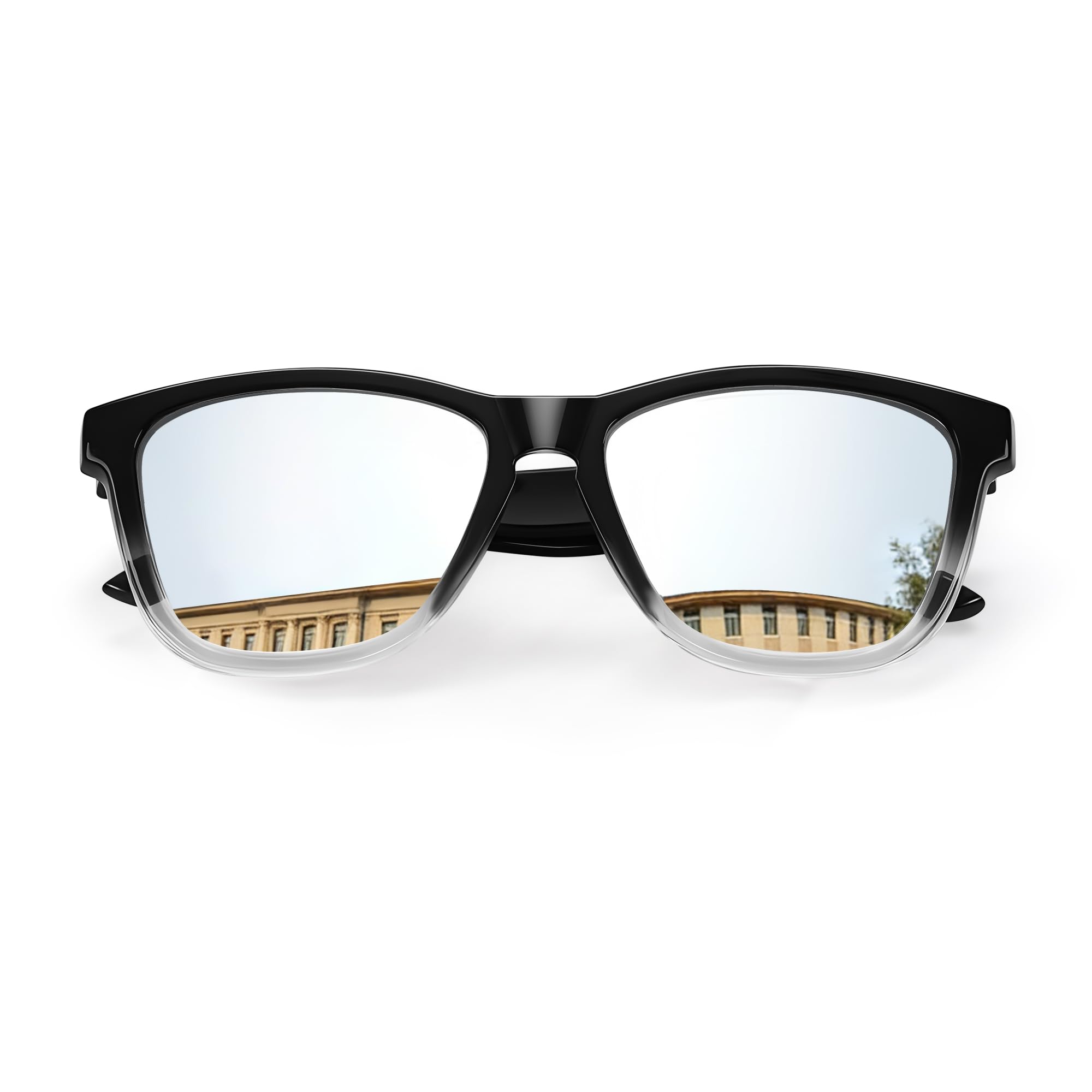 DANAMY Gafas de sol polarizadas para mujer, gafas de sol polarizadas de moda, para hombres y mujeres, gafas de sol de conducción con protección UV400, Marco negro degradado C / lente plateada, 54 EU