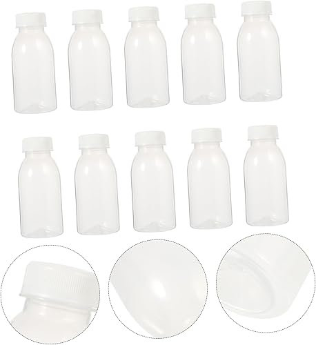 Miniatura 3 de Hemoton Botellas de almacenamiento de botellas de bebidas transparentes para jugo, botellas de jugo vacías, botellas de leche transparentes con tapas