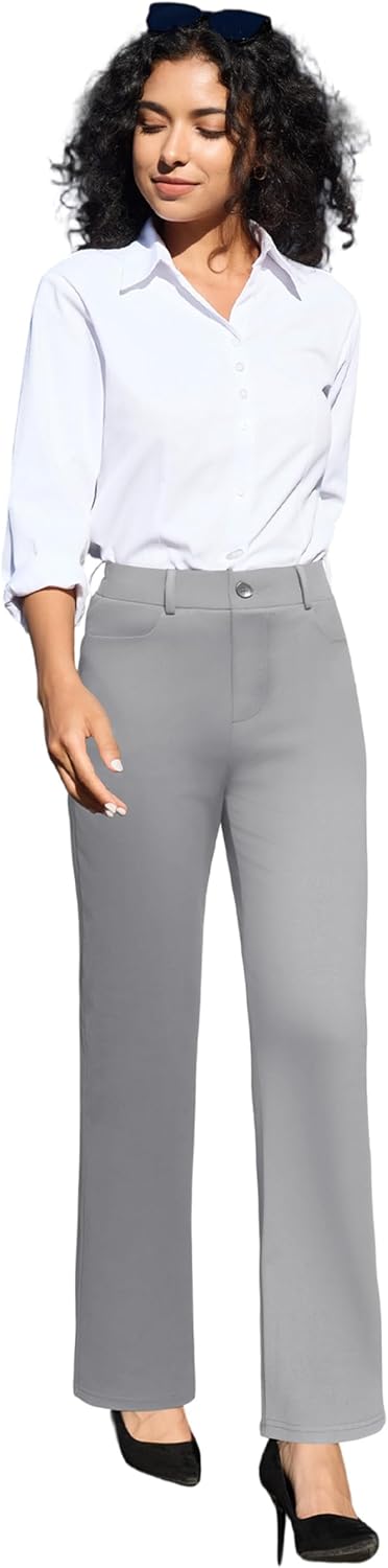 Womens Dress Pants Stretchy Work Pants High Waisted Business Trousers Pull On Casual Slacks with Pockets - Image 5