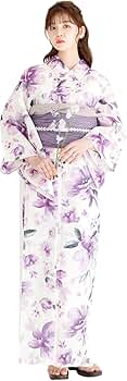 Amazon | [Dita](ディータ) レディース 浴衣 セット 簡単 兵児帯 白 紫