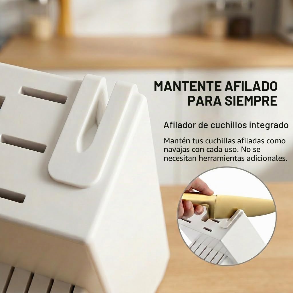 McCook® - Juego de 15 Cuchillos de Cocina de Acero Inoxidable con Titanio Dorado y Afilador Integrado
