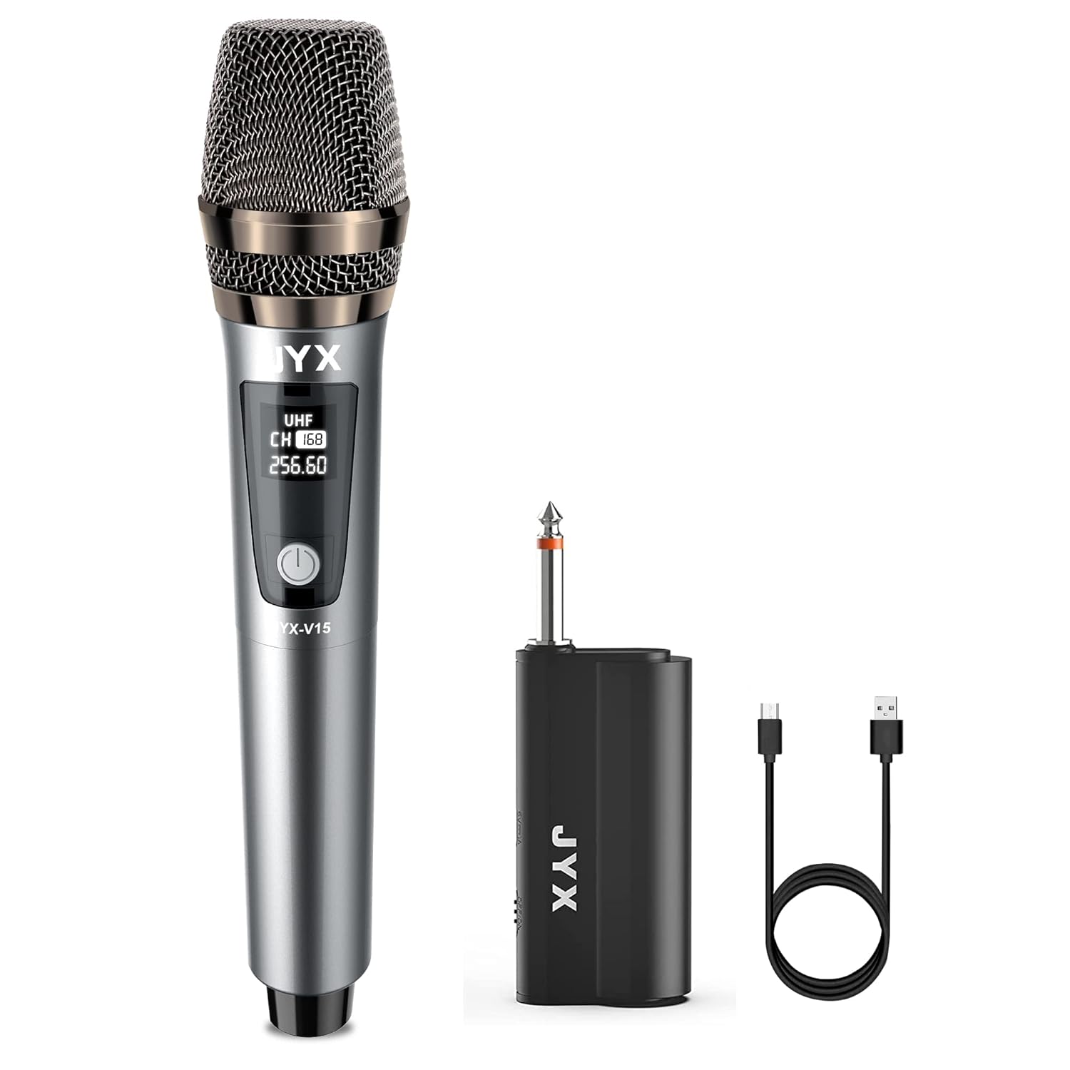 JYX Wireless Microphone, Dynamic Microphone for Karaoke with Receiver and AntiSlip Ring, 80ft