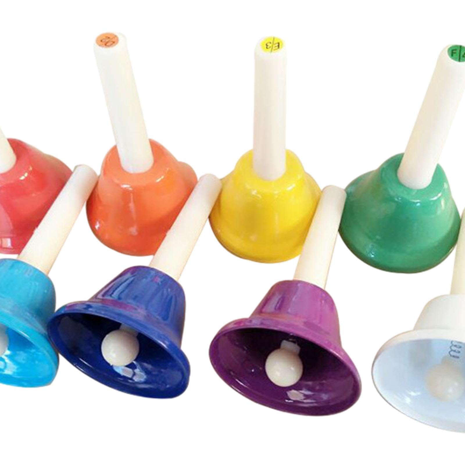 8x Juego de campanas de mano Campanas de colores Instrumento musical Campanas musicales para vacaciones