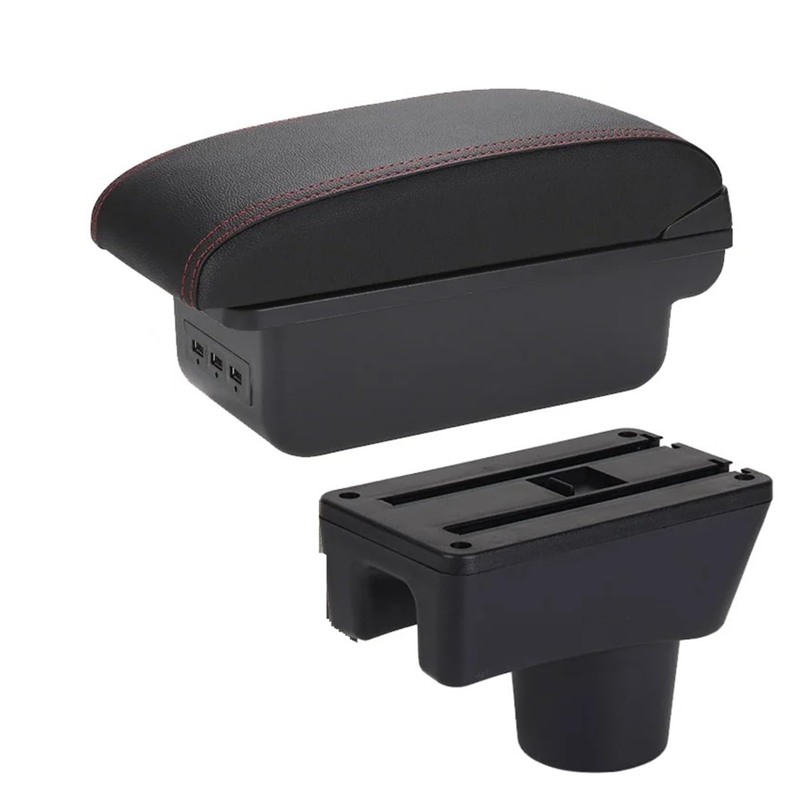GBGWRMRYX Center Armrest Box For Dodge For Attitude Car Armrest Storage Box Replacement Accessories Arm Rest(B1 Black red 3USB)
