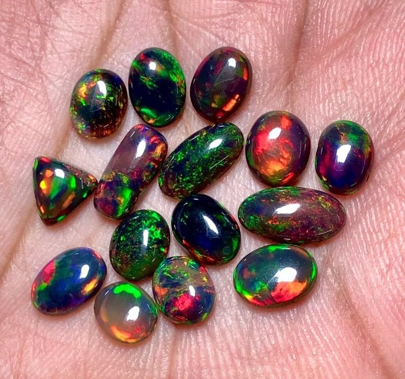 Opale noire éthiopienne multi feu | Cabochon de qualité AAA aux reflets intenses - 2