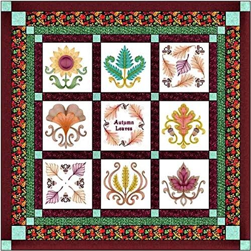 Material Maven Quilt Kit Autumn Leaves/Pre Cut Ready to Sew/Finished Embroidery