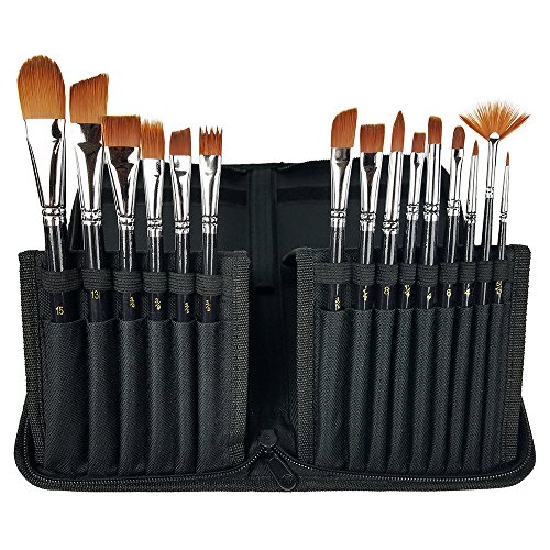 CP Art Watercolor Brushes 15 Piece Acrylic Paint Set – Includes Carrying Case With Brush Stand For Hobby And Face Painting