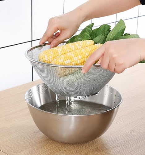 Miniatura 2 de Colador de tamiz de lavado de arroz de acero inoxidable de 7 pulgadas de malla de cocina de malla de malla de cesta escurridor de cesta de lavado de