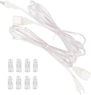 2 Pack Clear Extension Cord, Male to Female Power Cord Extension, UL-Certified 2 Prong Extension Cord, 9 Feet Extension Power Cable 2 x 18 AWG 250V 10A, Extension Cords for Lighting