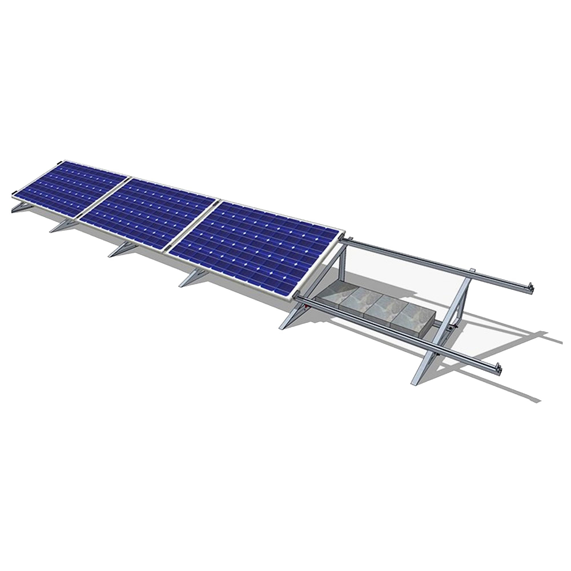 Dreieckiges Ballast-Set für 2 Solarpanel-Montage 1180mm Solarmodul Aufständerung, Vollständig einstellbar!