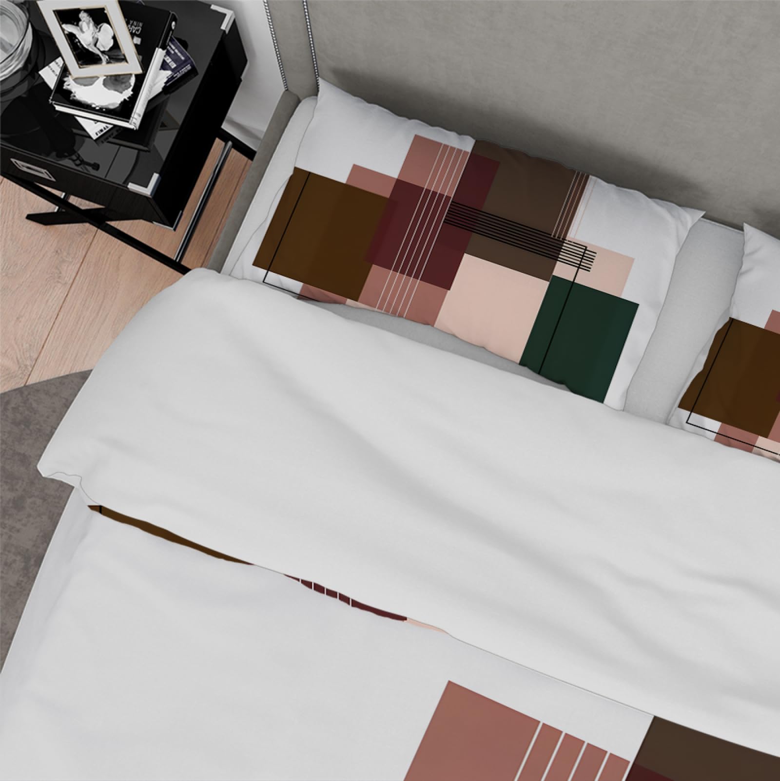 Nowoczesna poszwa na kołdrę z abstrakcyjną mozaiką geometryczny wzór zestaw pościeli z mikrofibry 3 sztuki na wszystkie pory roku 155x200cm