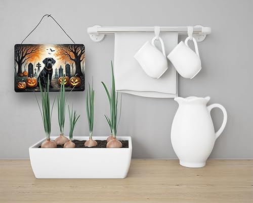 Miniatura 3 de Caroline's Treasures DAC2015DS812 Black Labrador Retriever Spooky Halloween Wall or Door Hanging Prints Letrero de metal de aluminio para cocina,